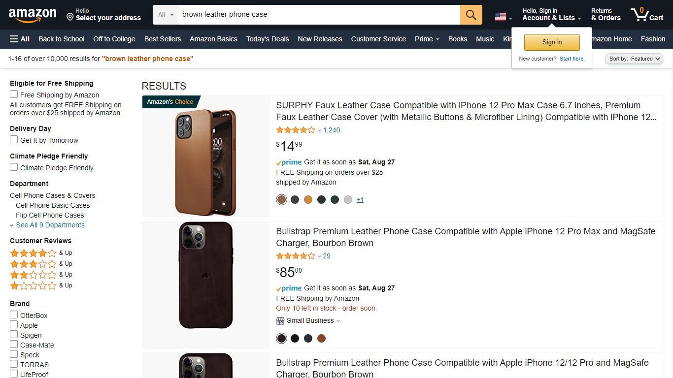 Amazon.com: brown leather phone case